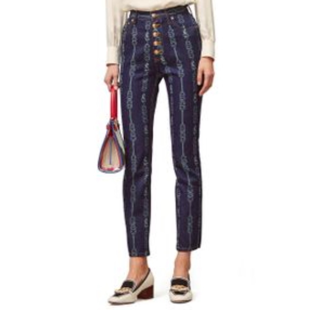 TORY BURCH Gemini Jacquard Denim Pants